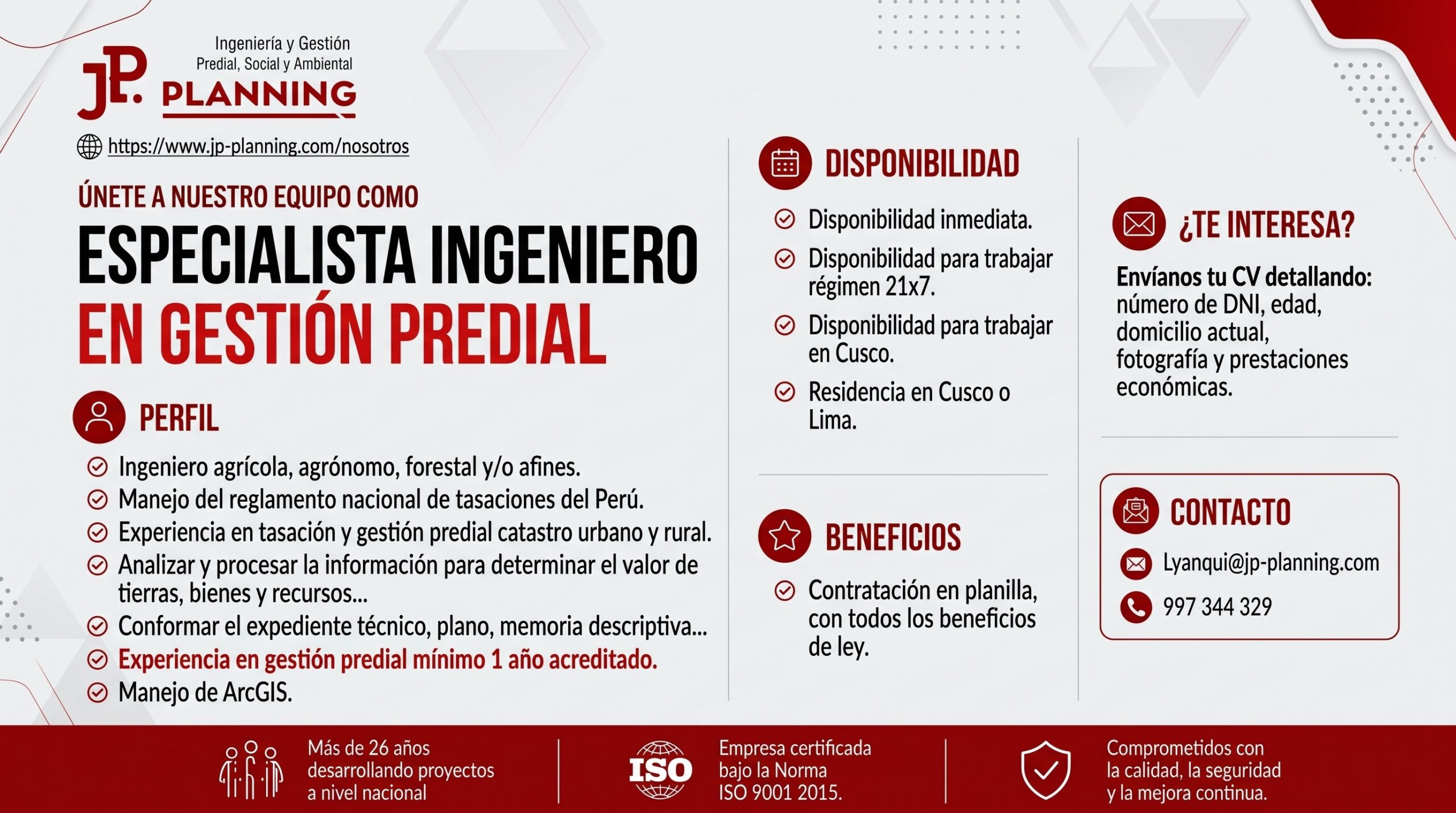 Especialista Ingeniero en Gestión Predial